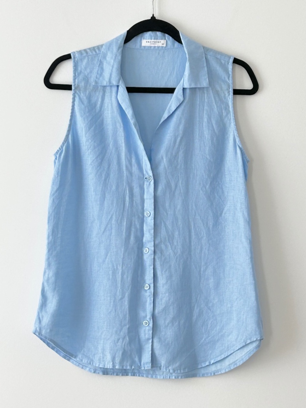 Equipment Blue Linen Adalyn Sleeveless Blouse